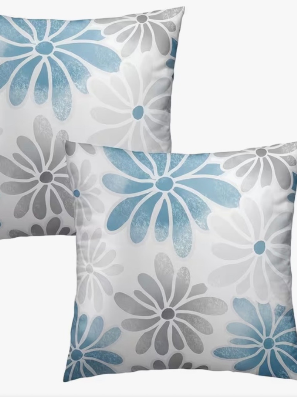 Daisy Blue Gray Throw Pillow Covers Set Of Two